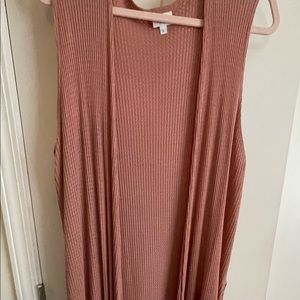 Long LuLaRoe Waffle Weave Mauve Sleeveless Kimono